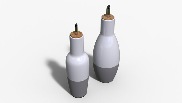 Kitchen Bottles 3D Rendering 