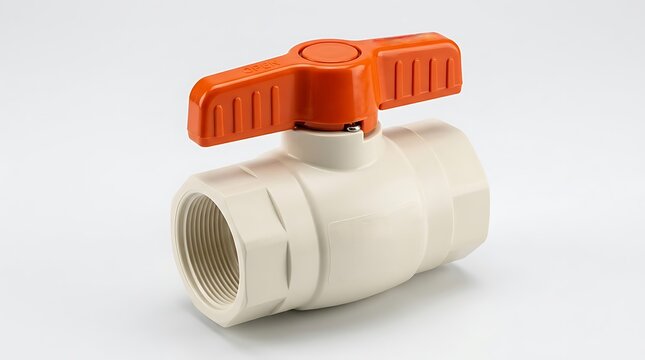 Two Inch PVC Ball Valve with Orange Handle for Plumbing and Industrial Water Piping Systems