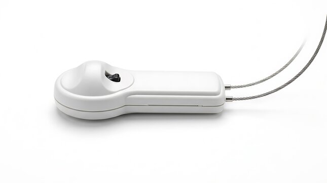 White retail security tag for clothing protection isolated on a clean white background