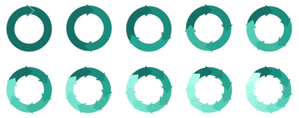 Colorful circle arrow icon set. Multicolor spinning arrows, Round Process Flow, Continuous Loop, Progress, Workflow, Recycling and Infographic circle icon. circular diagrams. vector illustration © Mst