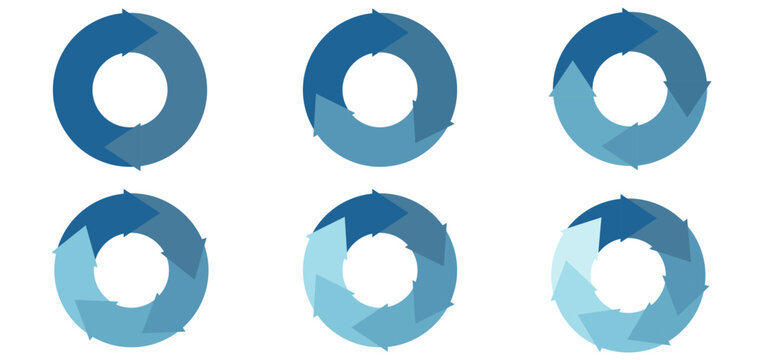 Colorful circle arrow icon set. Multicolor spinning arrows, Round Process Flow, Continuous Loop, Progress, Workflow, Recycling and Infographic circle icon. circular diagrams. vector illustration