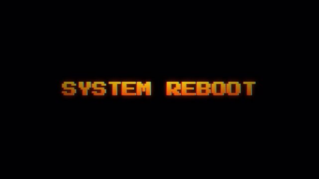 Retro 8 Bit System Reboot Pixelated Overlay for Gaming and Tech Interfaces RGB alpha in 4k video