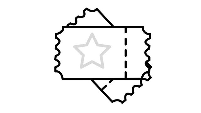 Ticket coupon animated icon for event, trip, entertainment, motion picture, movie, travel, concert show, entry, admission 