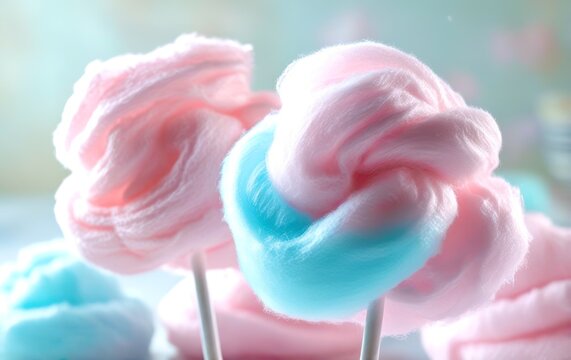 Soft cotton candy swirls in pastel pink and blue hues