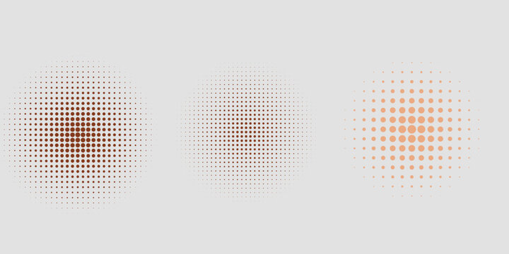 Set of halftone circles. Vector illustration.