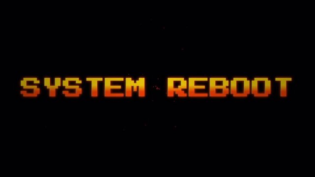 Retro 8-bit System Reboot Animation for Gaming Loading Screens and Tech Transitions RGB alpha in 4k video