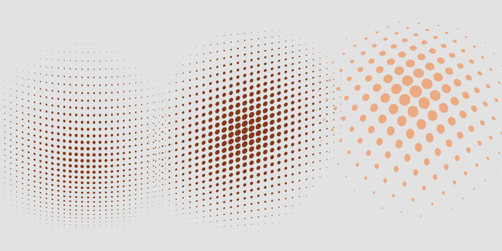 Set of halftone circles. Vector illustration.