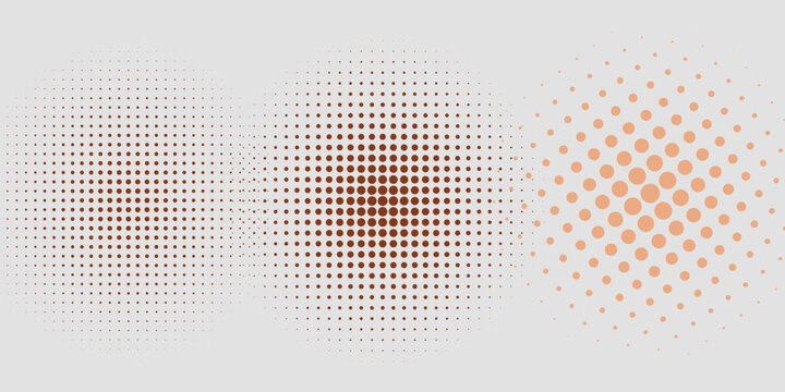 Set of halftone circles. Vector illustration.