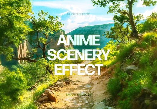 Anime Scenery Photo Effect For Poster And Social Media Design