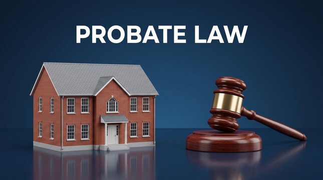 Probate law concept with wooden judge gavel and house model, real estate inheritance and property litigation, legal estate planning services