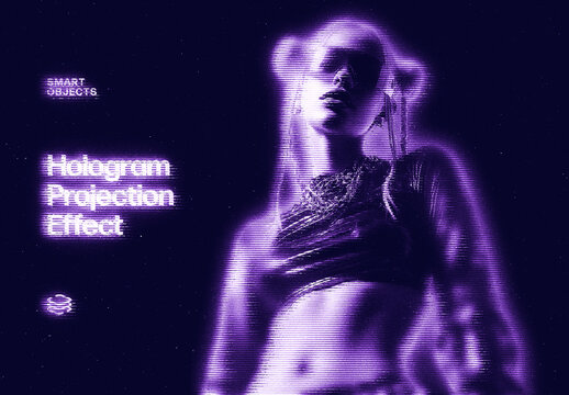 Hologram Projection Photo Effect For Poster And Social Media Design