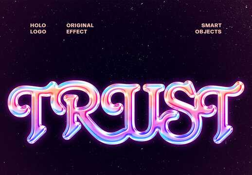 Holo Logo Text Effect For Poster And Branding Design