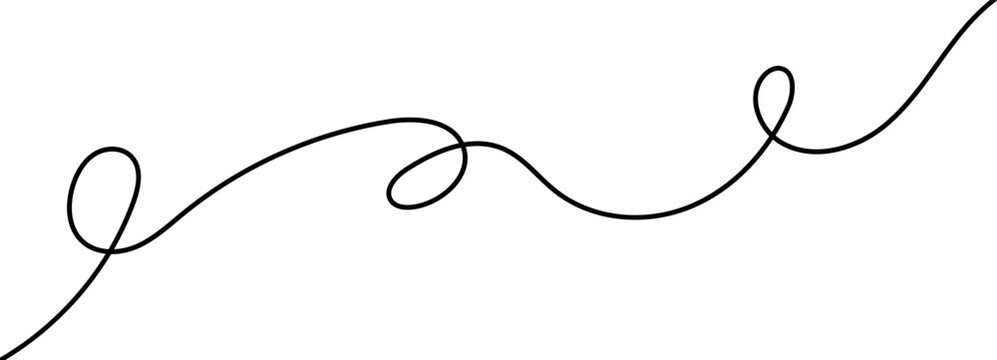 Drawing, curvy, and thin squiggle lines with long, wavy curves for an abstract cable design. A continuous, organic flow pattern and a simple white graphic element on a black background.