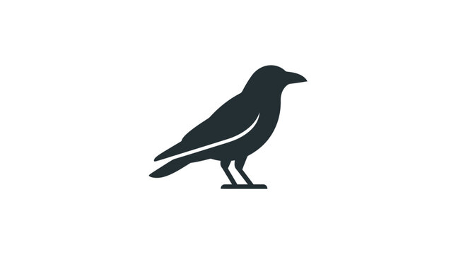 Minimalist Black Raven Bird Silhouette Icon