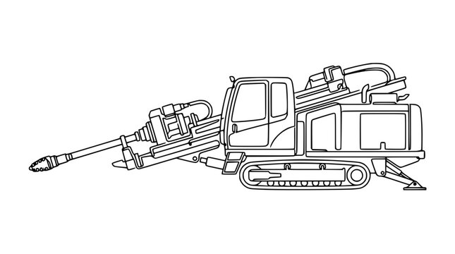Continuous line drawing of a heavy duty horizontal directional drilling machine