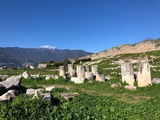 Fototapeta premium Ancient Greek and Roman Architecture, Limyra Ancient Ruins, Antalya Turkey