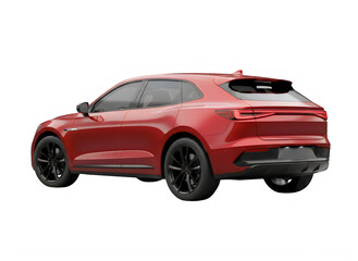 Naklejka premium Modern red suv parked on clean road
