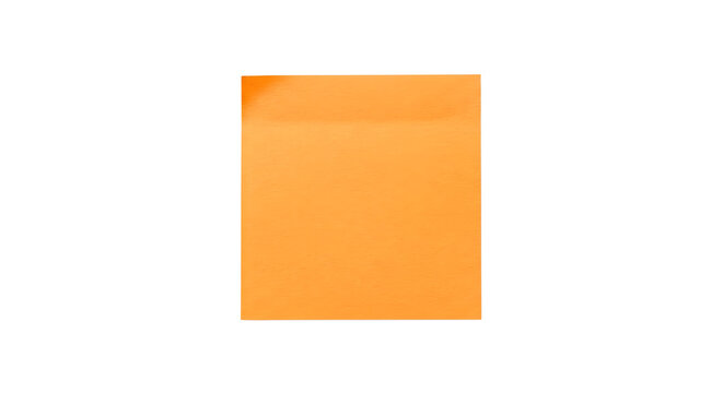 Blank bright orange sticky note paper mockup