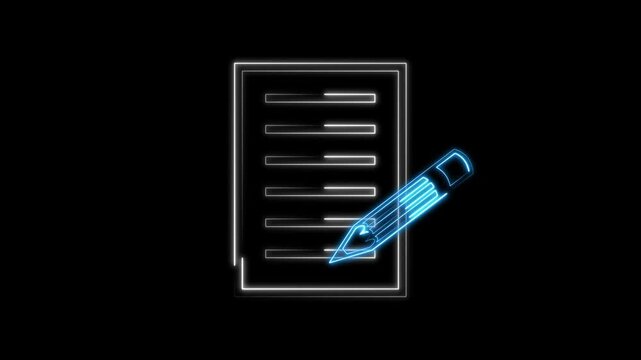 Electronic writing document animation draws clean paper sheet outlines on black. Media copy writing marketing tools use an electronic writing document animation matrix.