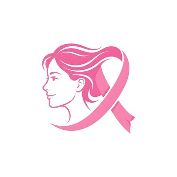 A beautiful illustration of a woman profile combined with a pink ribbon symbol to support breast cancer awareness month and promote global health education campaigns