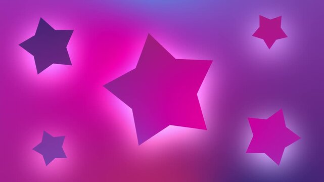 Glowing stars on gradient background. Abstract shapes with soft neon light effects.