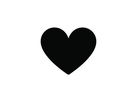 Black heart silhouette on a white background a simple graphic shape for design elements affection amorous anatomy cardiac