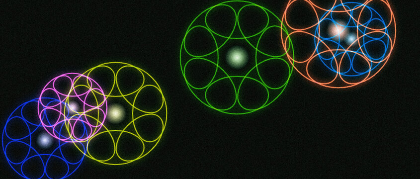 Abstract geometric fractal pattern with glowing circles and lines illustration Background