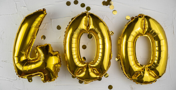 Holiday Party Decoration. Balloons for celebration 400th Anniversary. Golden Number 400 Balloons on white background.