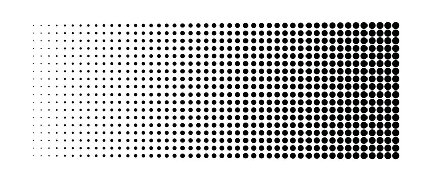 Black Halftone Dots Gradient Pattern on White Background