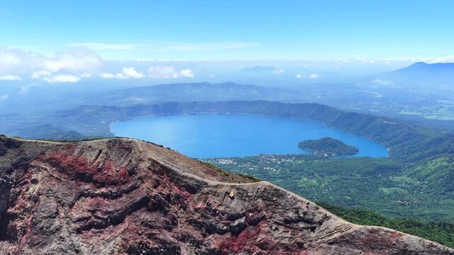 Santa Ana Volcano Rim Over Lake Coatepeque 4K