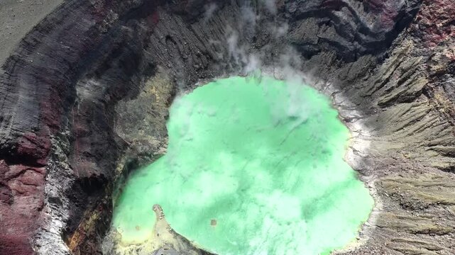 Santa Ana Volcano Crater Lake 4K Drone Footage