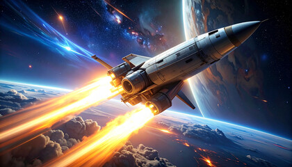 Space shuttle launch earth orbit