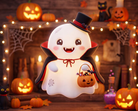 S&uuml;&szlig;er Halloween Geist im Vampire Kost&uuml;m, 3D Design