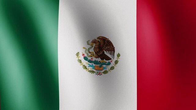 Mexico flag waving, close-up of Mexico national flag, animated flag 4k video background