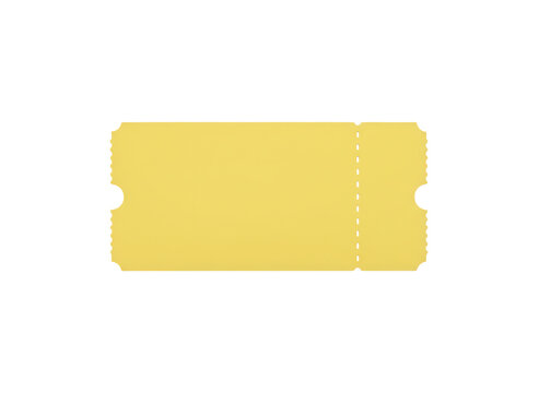 A single blank yellow raffle ticket for cinema movie entry or event admission