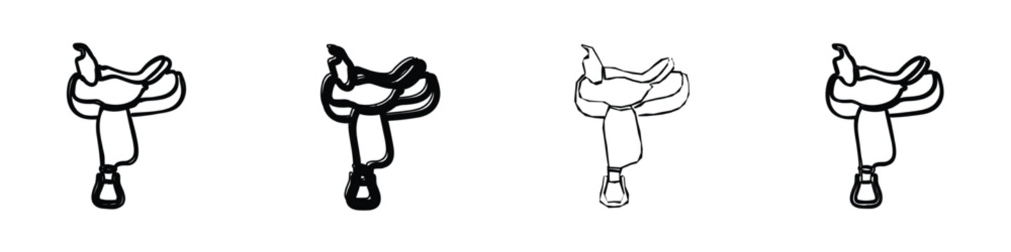 A minimalist line drawing of a western saddle, perfect for equestrian themes and western lifestyle designs