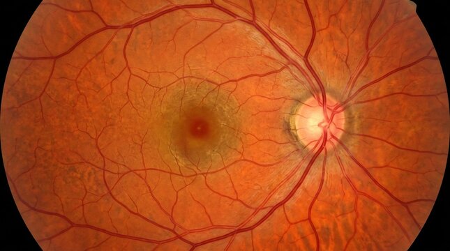 Detailed medical fundus image of a healthy human retina