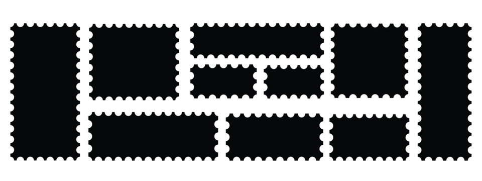 Blank postage stamp. Clean postage stamp template. Postage icon.
