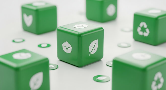 Green plus and minus icons floating in space