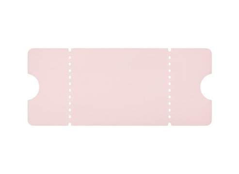 Blank light pink paper ticket stub with perforated edges
