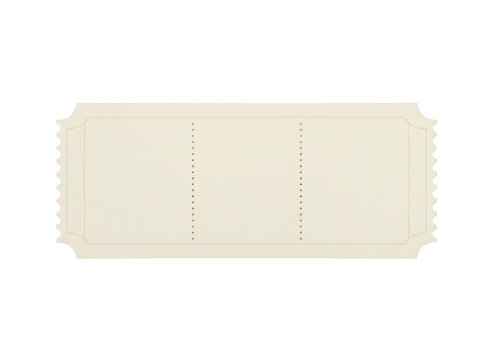 Blank paper event ticket stub with perforated edges for cinema concert or travel