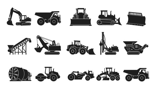 Heavy Construction Equipment Silhouettes