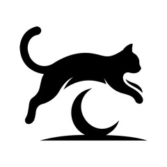 Cat jumping over moon silhouette © SHAHRIZ