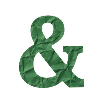 Green ampersand symbol with a wrinkled paper texture