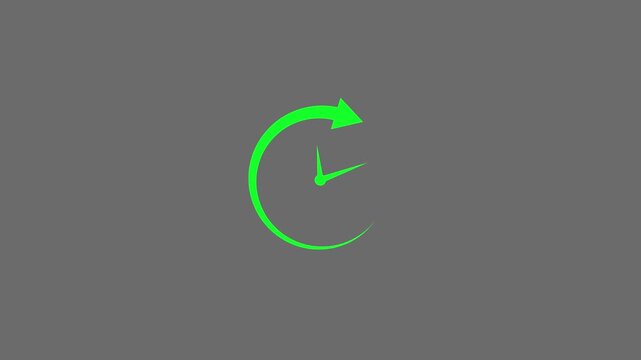  Animated clock arrow icon spinning counterclockwise on dark white background for history reload back in time backup and time management
