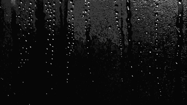 Water droplets on glass a grayscale textured background with varying sizes and streaks aqueous drops condensation dampness dewdrops