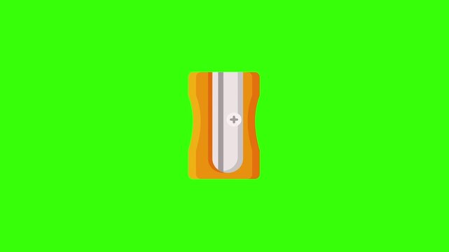 Pencil Sharpener Tool Animation Loop on Green Screen Background