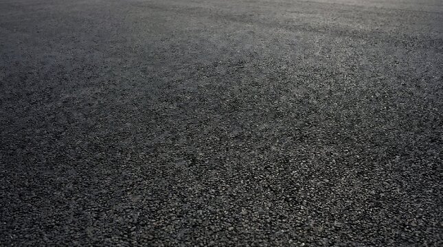 A detailed high resolution close up of an asphalt texture showing the rough grit and dark stone gravel surface pattern