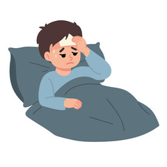Sick Kid High Temperature Illustration