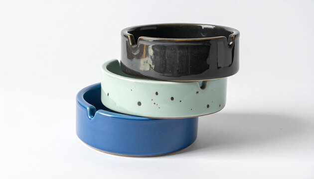 Stacked ceramic ashtrays